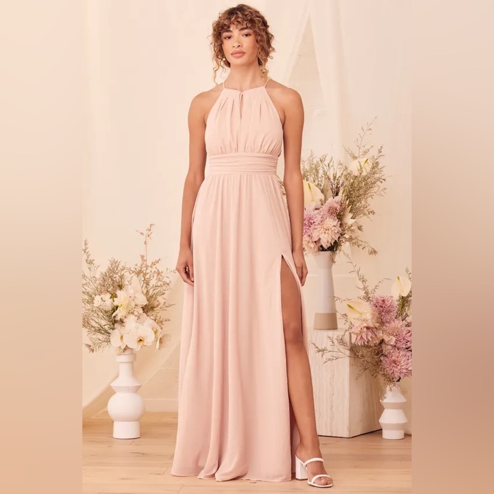 Women’s Lulus Blissful Beginning Blush Sleeveless Maxi Dress